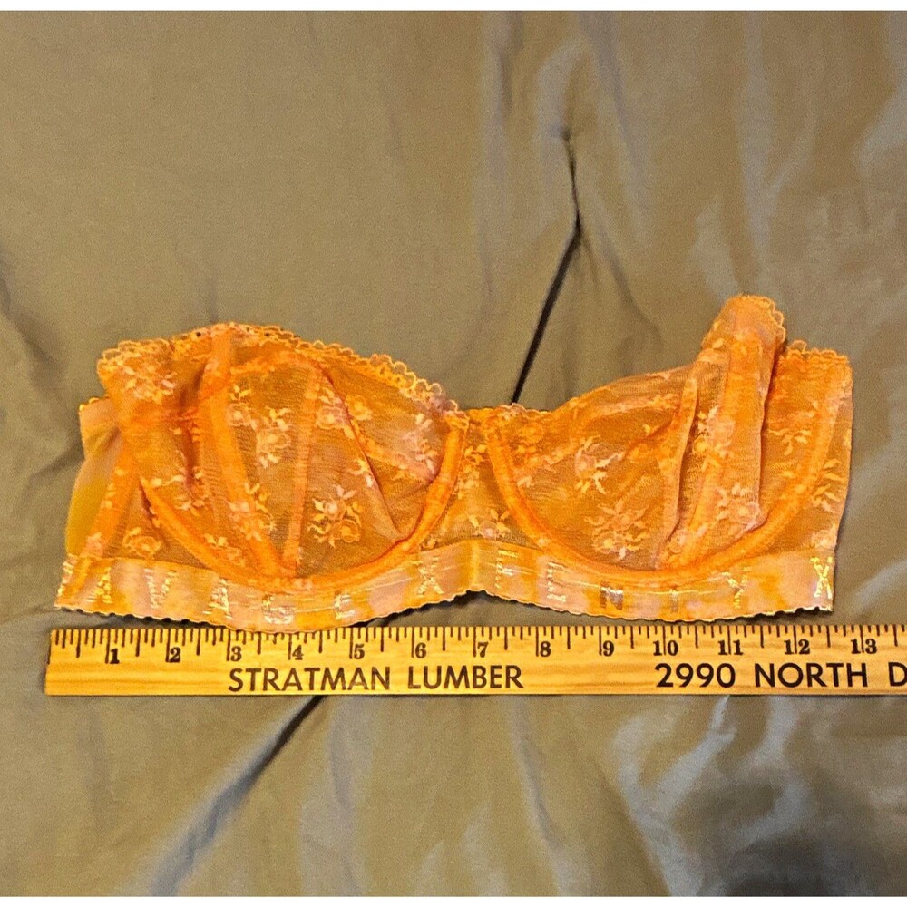 Fenty savage X Orange Sheer  Lace Underwire Bra 36C strapless/convertible no str